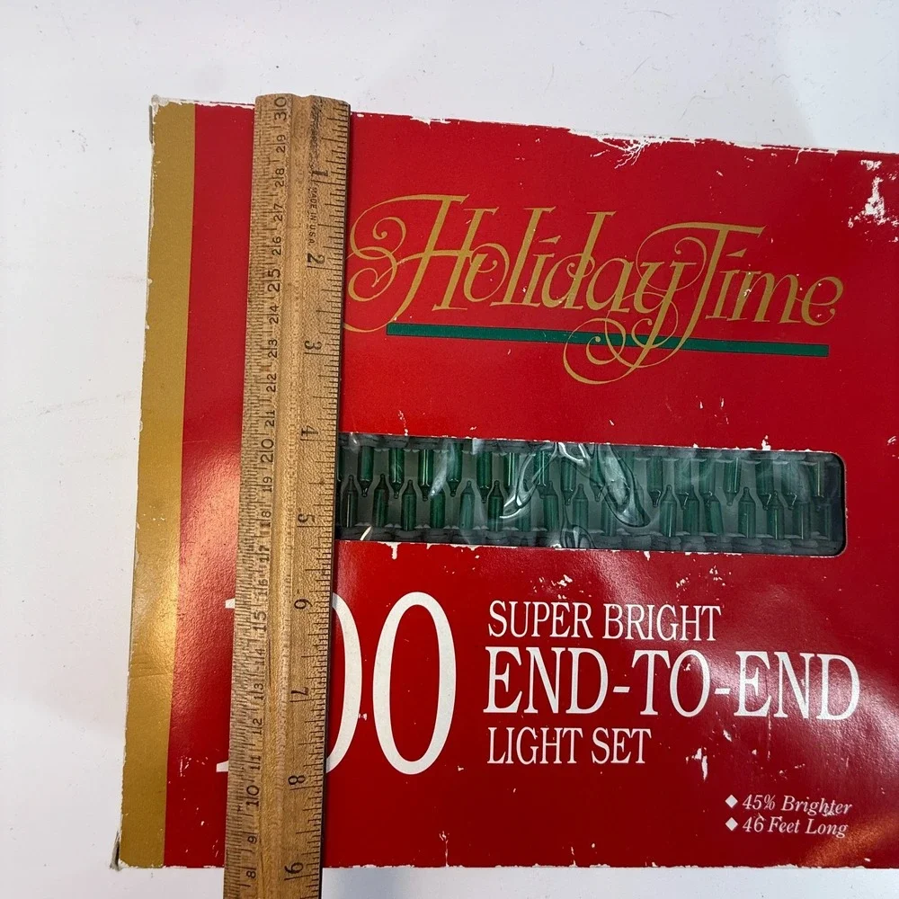 2 Holiday Time 100 Green Bright End-To-End Light Set 46 Feet Long Indoor/Outdoor